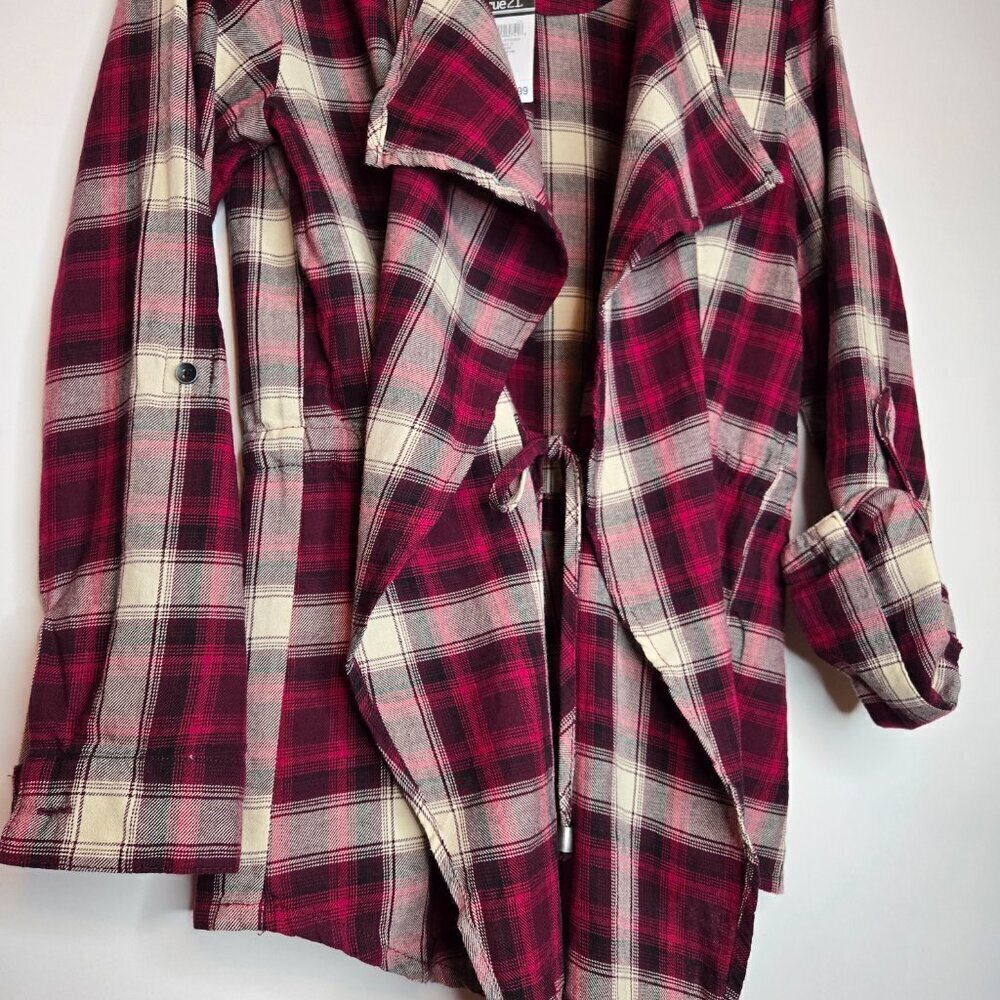 Wild Blue Sadie Robertson Red Plaid Cardigan Completer Shirt Top Sz S - Picture 7 of 16